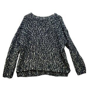 J. Jill Womens Wool Blend Sweater XL Gray & White Textured Pullover